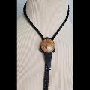 Bolo Tie Polished Brown Jasper Stone